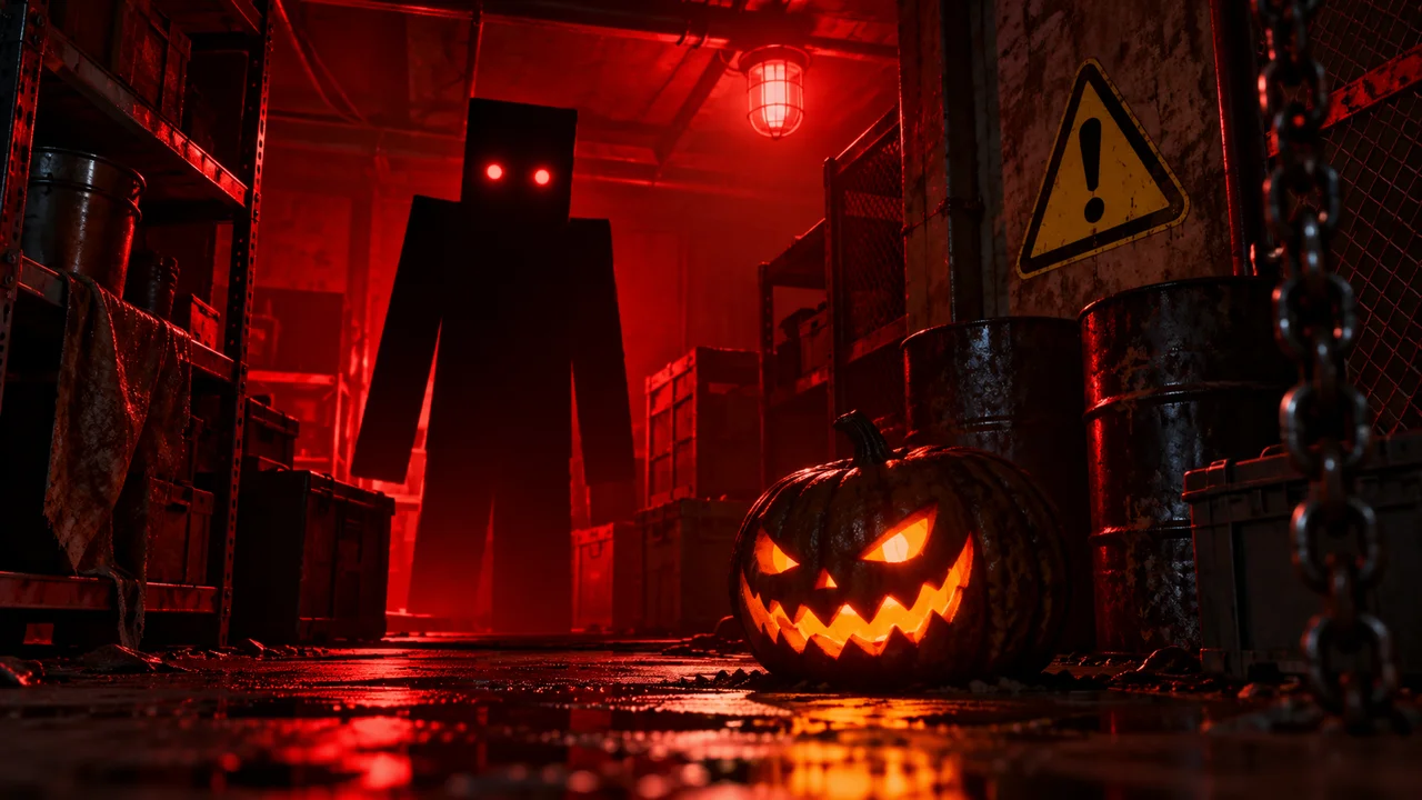 Illustrated dark figure outside the fry shop